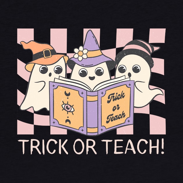 Groovy Halloween Trick or Teach Retro Ghost Teacher by K.C Designs